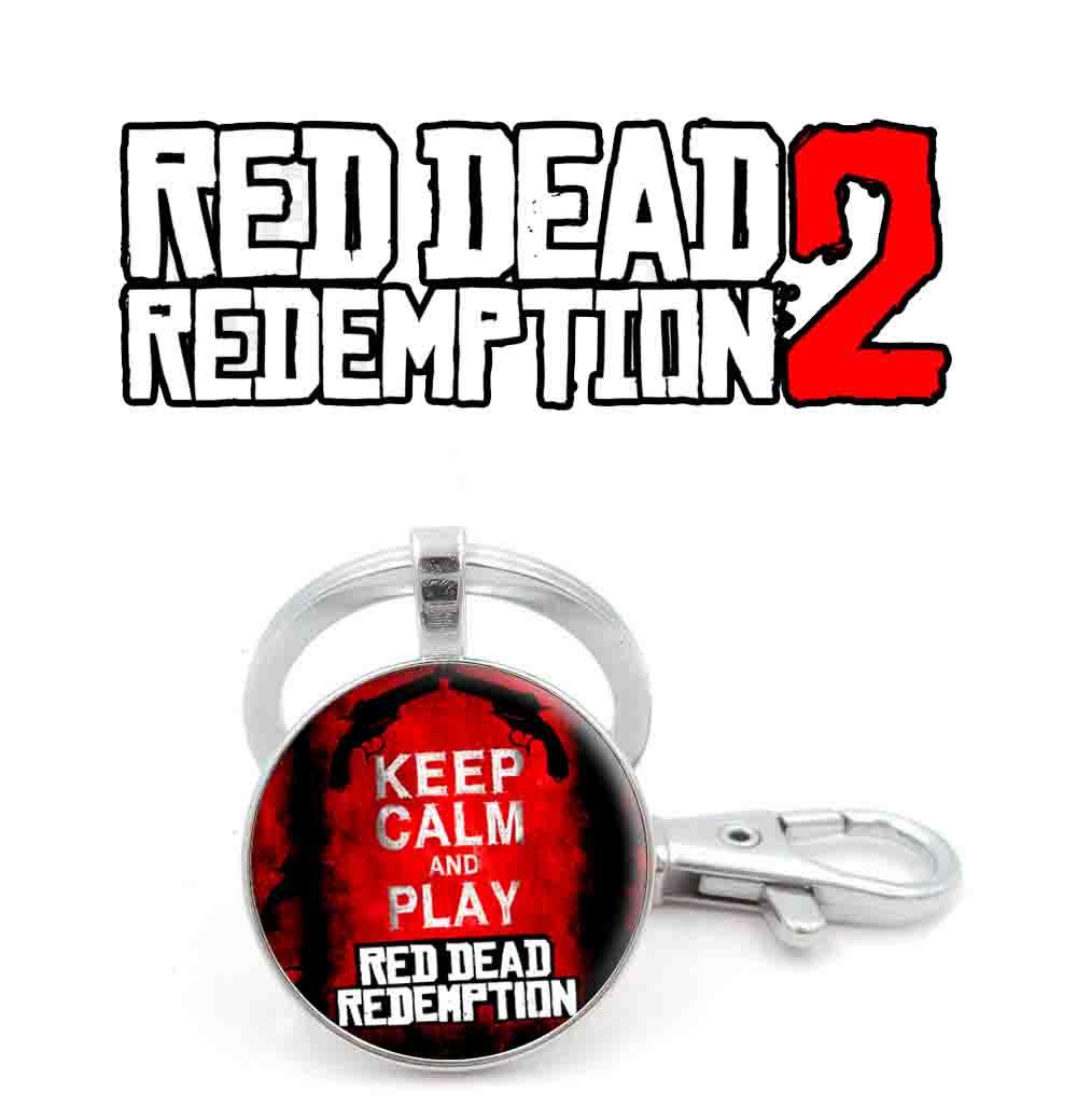 Брелок Red Dead Redemption 2 з написом "Зберігайте спокій і грайте в Red Dead Redemption 2"