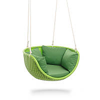 Подвесное кресло-качель Невада без текстиля, каркас сталь, иск. ротанг A8, A01 Зеленый (Pradex ТМ)