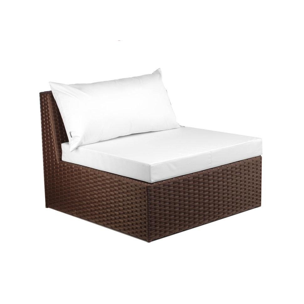 Диван садовий Оазис без підлокітників і текстилю, віск. ротанг L12, A01 Коричневий, 90х90х68 см (Pradex ТМ)