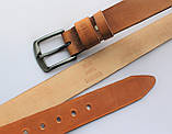 Чоловічий шкіряний ремінь для джинсів коричневий, фото 3