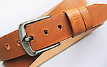 Чоловічий шкіряний ремінь для джинсів коричневий, фото 2