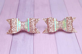 Бантики з екокожі на гумці ошатні в школу бронзові 2 штуки 150 об