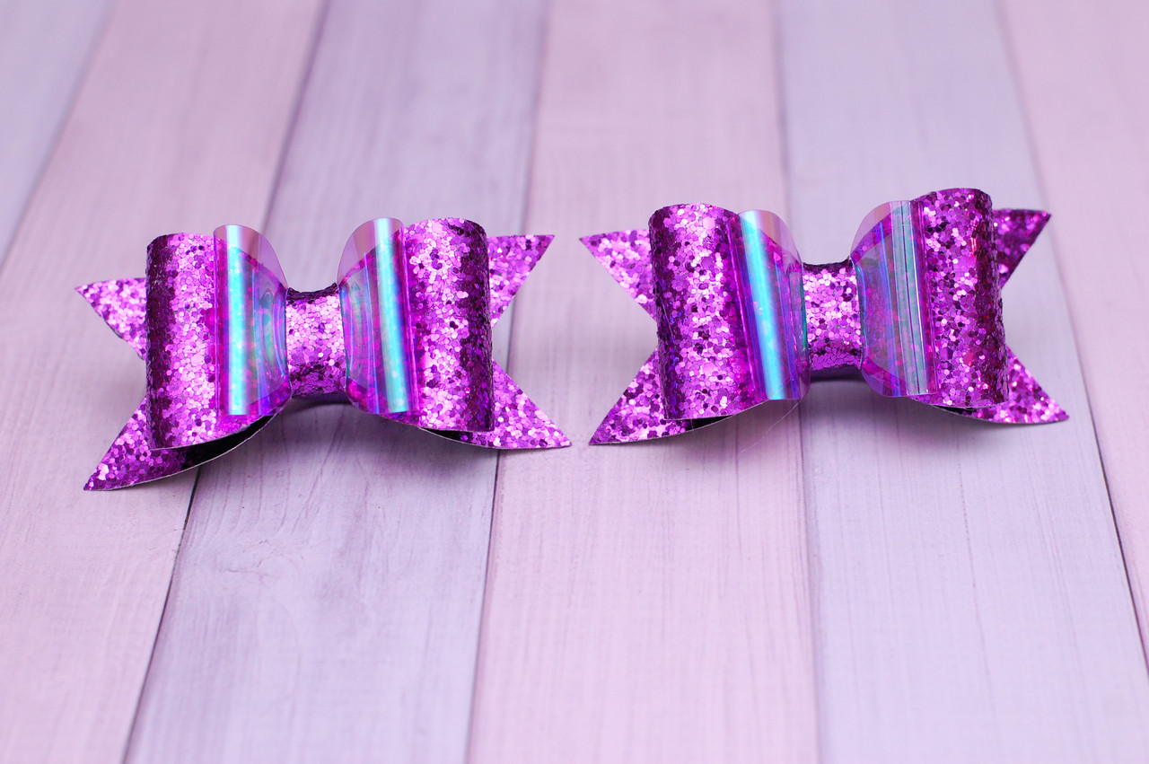 Банти на резинці для волосся дитячі з екошкіри Фіолетові 151 Об, фото 1