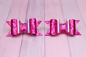 Бантики для волосся на гумці з екокожі 2 штуки Малинові 152 Об