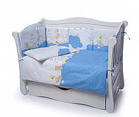 Детская постель Twins Comfort 4 элемента бампер подушки Горошки голубой