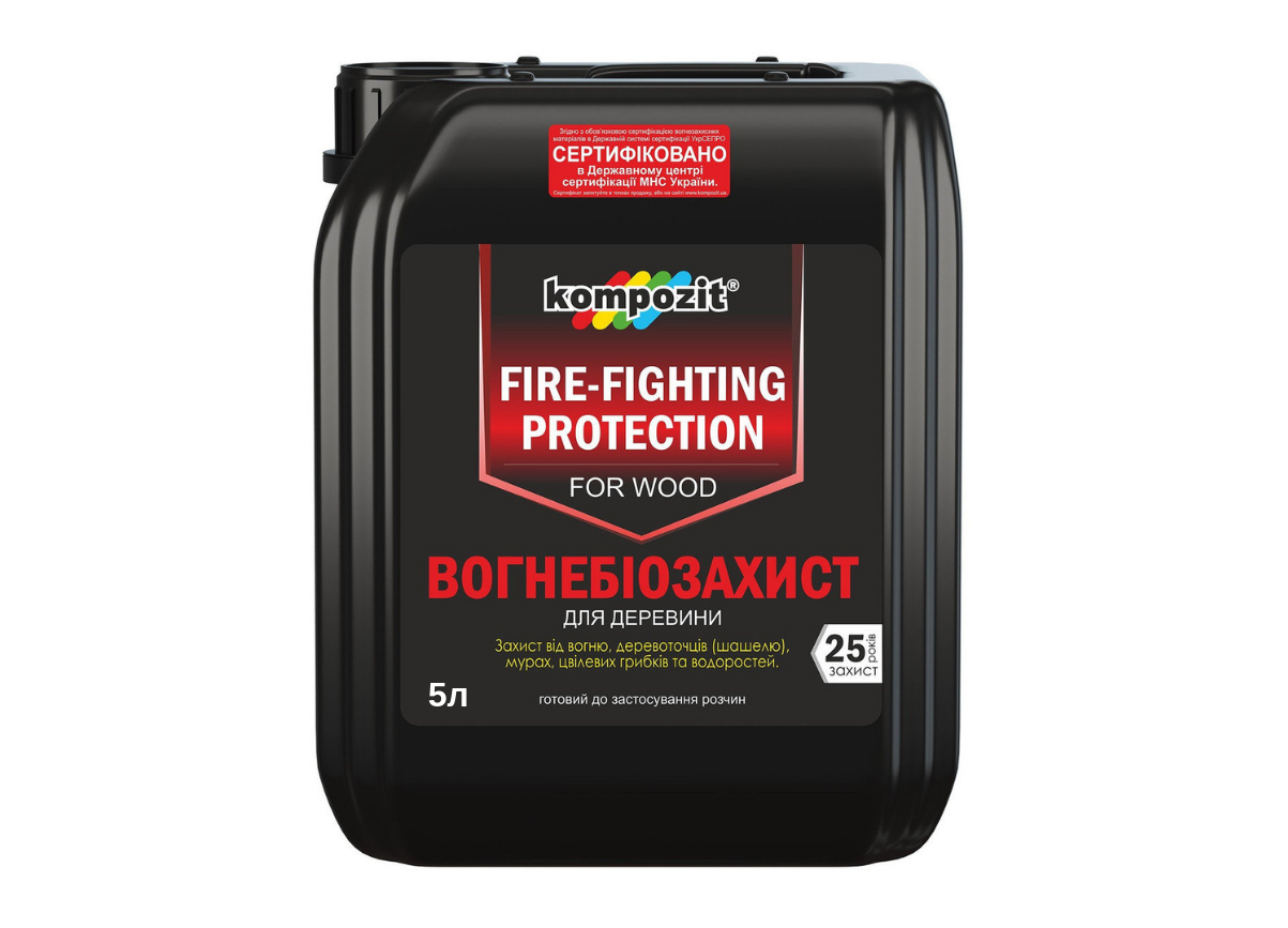 Вогнебіозахист для деревини Kompozit безбарвний 5л, фото 1