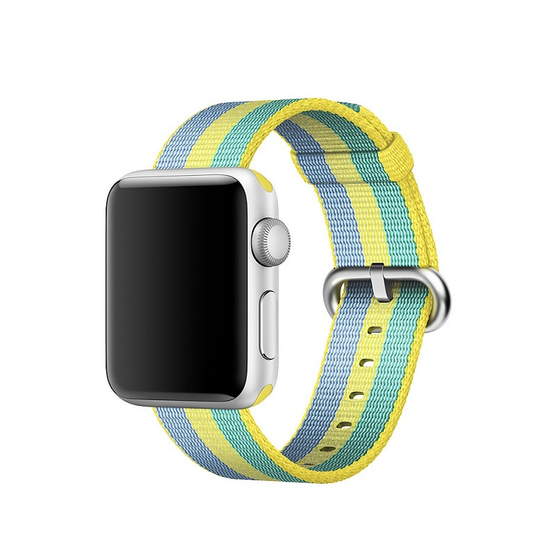 Ремінець для годинника Apple Watch 42 мм 44 мм нейлоновий з пряжкою, Blue-yellow-green, фото 1