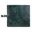 Тревел-кейс шкіряний на кнопці Crystal "Класичний мехенди". Колір зелений, фото 4