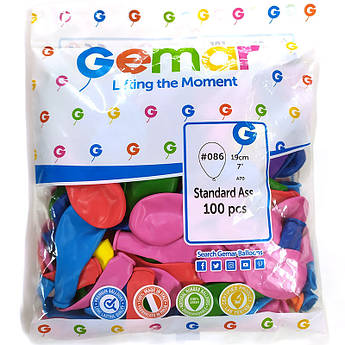 Повітряні кулі Gemar, діаметр 19 см 7 дюймів 100 штук