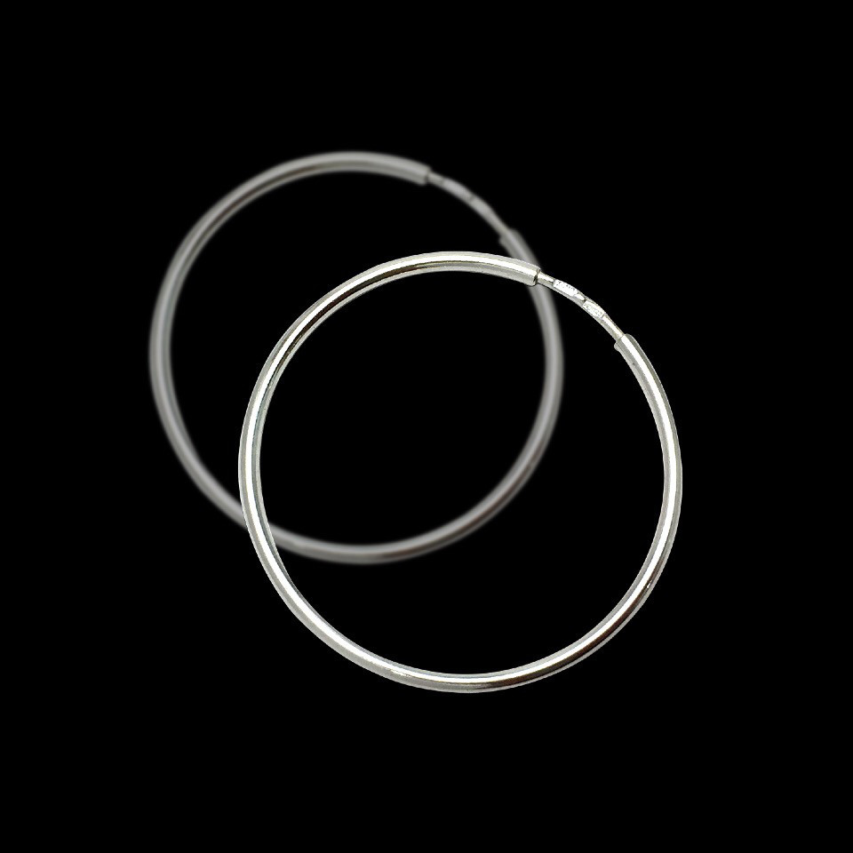 Срібні сережки-кільця (Конго), d — 90 мм