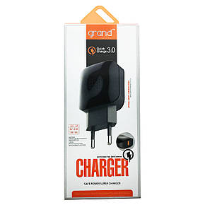 Мережева зарядна 2Usb функція швидкого заряджання QC3.0 Grand GQ-C01, фото 1