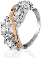 Серебряное кольцо с золотыми пластинами Юрьев 156к