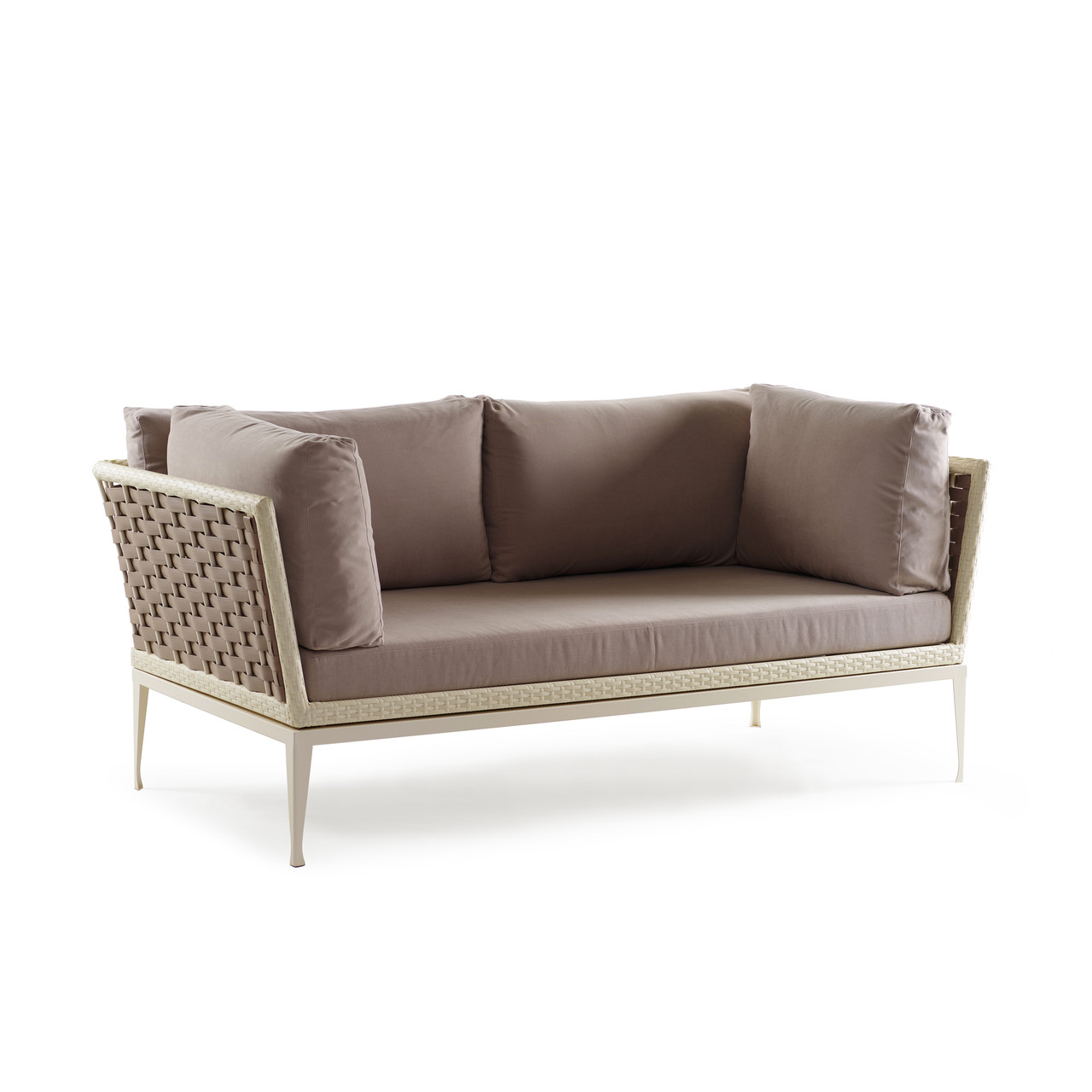 Диван садовий Оллі без текстилю каркас сталь, віск. ротанг Моко+Білий перламутр, 173х87х70 см (Pradex ТМ)