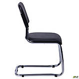 Офісний стілець AMF Квест хром м'яке сидіння шкірзам, чорного кольору, фото 5