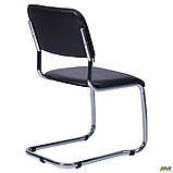 Офісний стілець AMF Квест хром м'яке сидіння шкірзам, чорного кольору, фото 7