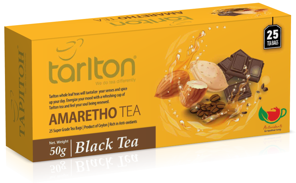 Чай чорний пакетований Тарлтон Amaretho Black Tea зі смаком лікеру 25 пак х 2 г, фото 1