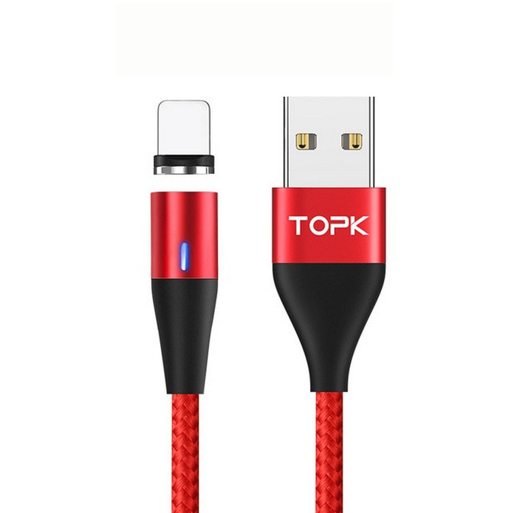 Магнітний кабель синхронізації Topk iPhone 1m 2.1 A 360° червоний (TK60i-VER2-RD)