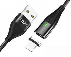 Магнітний кабель синхронізації Topk iPhone 1m 2.1A чорний (TK61i-VER2-BL)