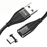 Магнітний кабель синхронізації Topk microUSB 1m 2.4 A чорний (TK61U-VER2-BL)