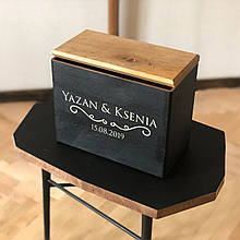 Дерев'яний весільний чорний скринька для грошей і листівок 310х150х250 мм