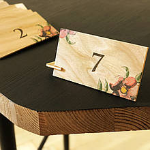 Дерев'яні номерки на столи 90х50 мм 10 шт (розсадочні картки)