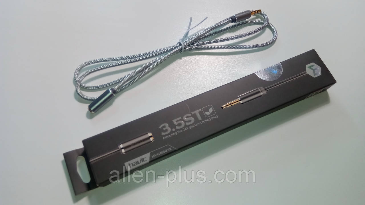 Аудіо кабель подовжувач HAVIT HV-CB607X, 1M, gray