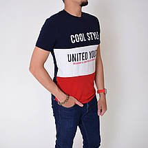 L,XL,2XL,3XL. Зручна та приємна до тіла чоловіча футболка з написом / Узбекистан, SAMO - темно-синя, фото 4