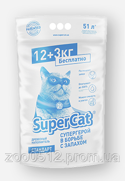 SuperCat 12+3 кг деревинний наповнювач, фото 2