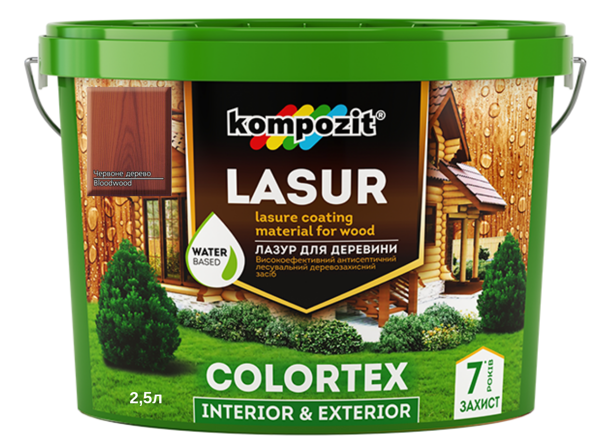 Лазур для дерева Kompozit Colortex червоне дерево 2.5л, фото 1
