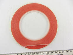 Скотч двосторонній температуростойкий прозорий - червоний 5 мм *25