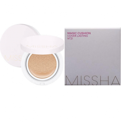 Сонцезахисна тональна основа кушон Missha Magic Cushion Cover Lasting SPF50+/ PA+++ 21 Light Beige 15 г