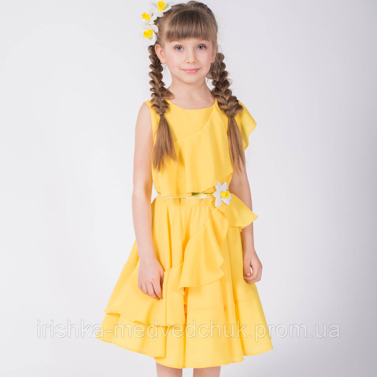 Шифонова сукня Nadine на дівчинку, Yellow Narcissus зростання 122 Жовте