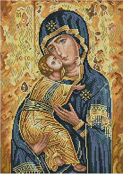 Набір для вишивання хрестиком Ікона Володимирської божественної матері. Розмір: 21,8*30,6 см