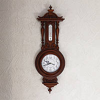 Настенные часы деревянные с термометром Классика