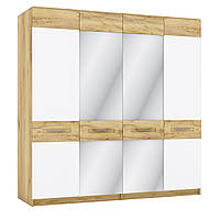 Шкаф распашный O 4Д с зеркалом в гостиную Camilla Дуб Крафт Золотой/ Белый Матовый Blonski