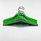 Вішаки тремпеля для одягу дерев'яні дитячі зеленого кольору, довжина 380 мм, фото 4