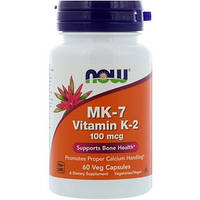 MK-7 Vitamin K-2 100 mcg NOW, 60 капсул