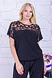 Блуза з мереживом великий розмір Флоренція чорна (52-70), фото 4