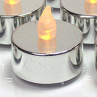 Светодиодная свеча "чайная" серебристая SVG10
