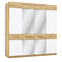 Шкаф распашный O 4Д с зеркалом в спальню Camilla Дуб Крафт Золотой/ Белый Матовый Blonski