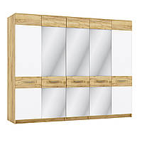 Шкаф распашный P 5Д с зеркалом в спальню Camilla Дуб Крафт Золотой/ Белый Матовый Blonski