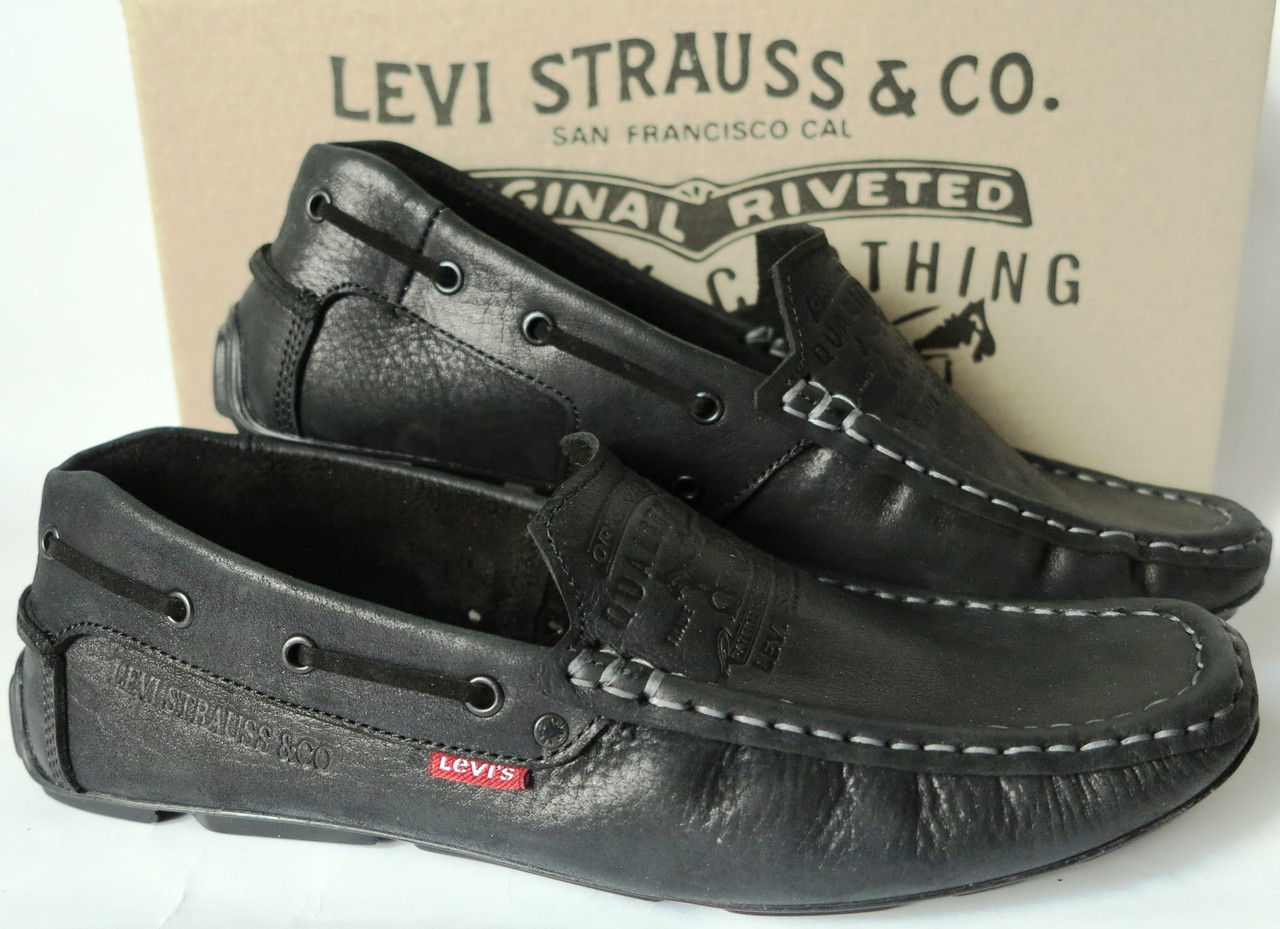Levis мокасини! Натуральна шкіра взуття зручніші туфлі Levi Strauss Islands 90-01 левіс чорні