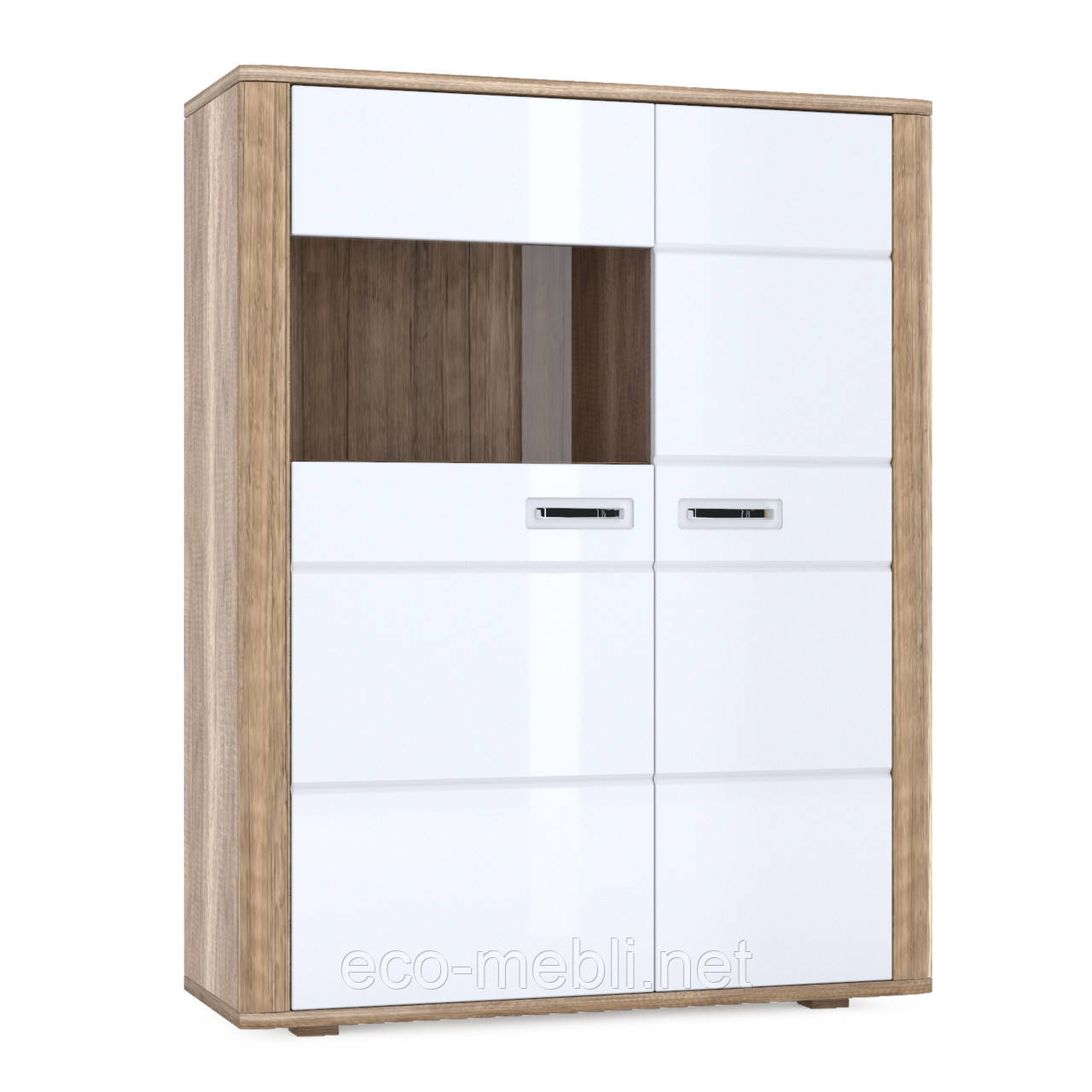 Вітрина C 2Д у вітальню Davin Дуб Каньйон / Білий Глянець Blonski, фото 1