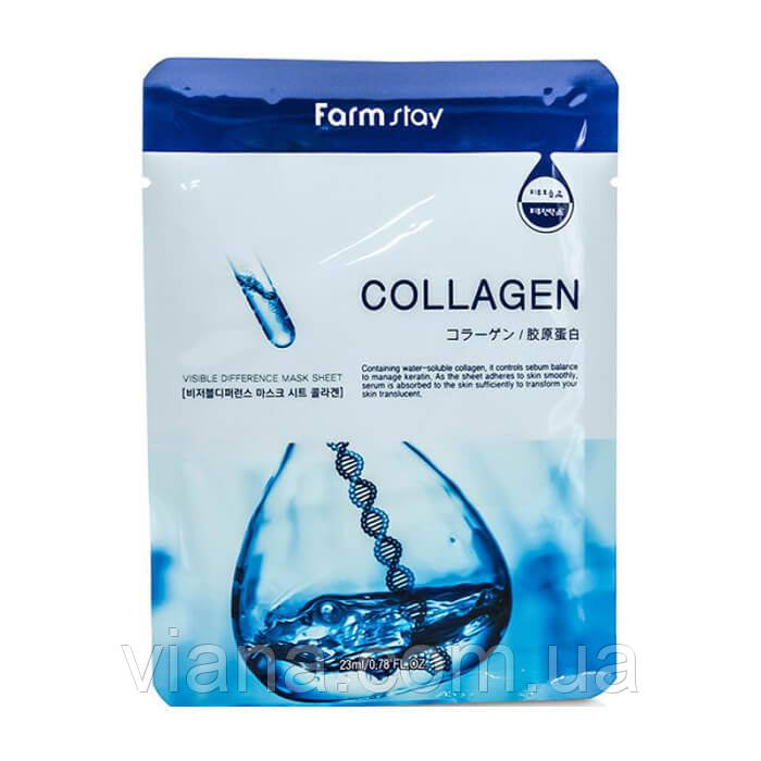 Тканинна маска від зморшок для обличчя з колаген FarmStay Visible Difference Mask Sheet Collagen