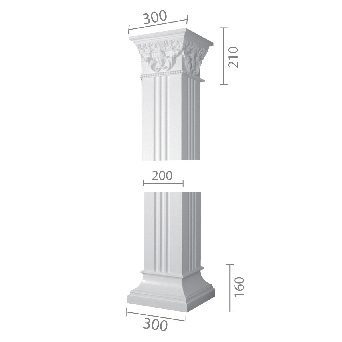 Квадратна колона з гіпсу, гіпсова колона ка-12, фото 1