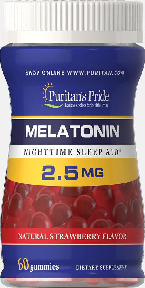Puritan's pride Melatonin Gummy 2.5 mg Strawberry Flavor 60 Gummies