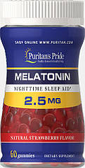 Puritan's pride Melatonin Gummy 2.5 mg Strawberry Flavor 60 Gummies