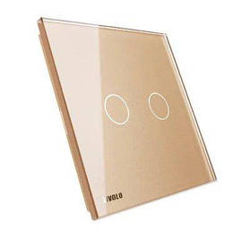 Скло накладка для механізмів Livolo (2 канали) Золотий