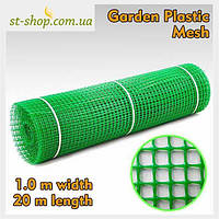 Сетка пластиковая садовая квадрат "Клевер" 1.0*20м (зеленая) ячейка 10*10