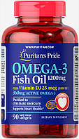 Puritan's Pride Omega 3 Fish Oil, Рыбий Жир, 1200 mg plus Vitamin D3 1000 IU (90 капс.)